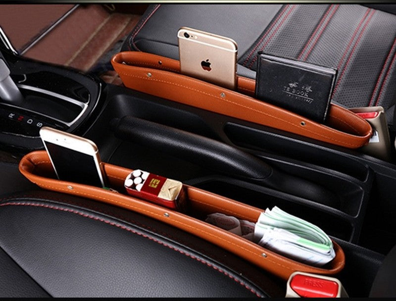 Car Seat Gap Organizer - Premium PU Leather Finish (2-Pack)